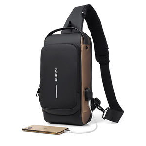 Nova Bolsa Transversal Masculina Antifurto com Porta USB à Prova d'Água, Durável e Moderna, para Viagem e Esporte - Product Image 4