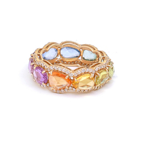 Gemnel Eleganter Kreuzring aus 14K Gold Rhodium-Plattiert Klassischer Runder Brillantschliff Regenbogen-Zirkon Gefüllter Breiter Damenring Luxus-Schmuck