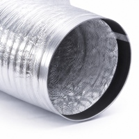 Tuyau flexible en aluminium avec collier en caoutchouc noir, facile à installer, pour siphon de sécheuse, hotte de cuisine, hôpital, école, conduit d'évacuation CVC