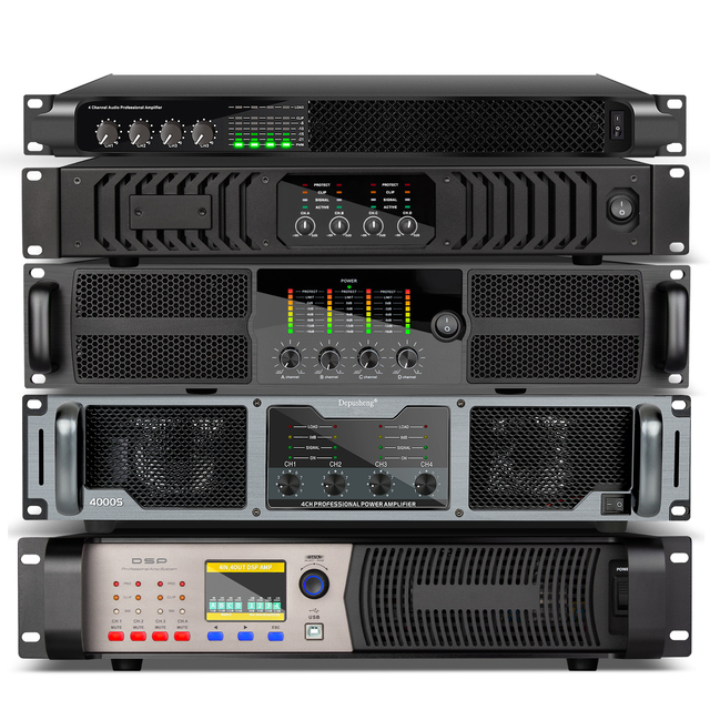 GF55 2/4 Channel Professional Digital 1000Watts /1100Watts Power Amplifiers with Class D Amplifier Board Use for DJ Stage