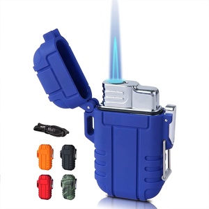 Encendedor de llama de chorro azul ajustable, antorcha de butano impermeable a prueba de viento para acampar al aire libre, fiesta de pesca, cigarrillo recargable - Product Image 2