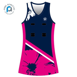 Uniformes de Netball de couleur rose et noire PURE Offre Spéciale pour la conception de robe féminine avec bavoirs - Product Image 1