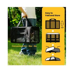 बड़ी क्षमता वाली पालतू वाहक बैग पोर्टेबल हैंडहेल्ड जाल छोटे कुत्तों बिल्लियों के लिए काले काले नीले रंग की यात्रा आउटडोर उपयोग - Product Image 5