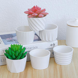 Maceta de cerámica sencilla con trompeta blanca, 8x5,5 cm, redonda, para jardinería y <span class=keywords><strong>suculenta</strong></span> - Product Image 2