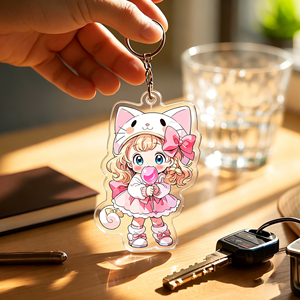 Custom Plastic Keychain Cartoon <b>Rabbit</b> Key Ring Clear Plastic Pendant Gift Accessory Wholesale - Product Image 2