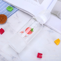 Mignon 400ml /13.5oz résistant à la chaleur adulte bébé biberon étudiant sucette paille gravité boule verre lait jus bouteille