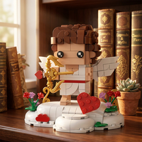 Figurine Cupidon en blocs de construction, modèle d'ange de l'amour avec arc, flèche, ailes, cœur, base nuage, décoration DIY pour la Saint-Valentin