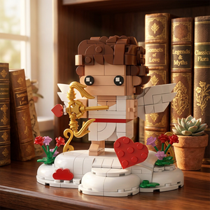 Figura de Bloques de Construcción Cupido, Ángel del Amor, Modelo de Ladrillos con Arco, Flecha, Alas, Corazón, Base de Nube, Decoración DIY para Regalo de San Valentín - Product Image 1