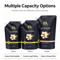 Pochette souple de luxe personnalisée avec bec verseur, noire mate et or, pour crème capillaire permanente et emballage de liquides cosmétiques