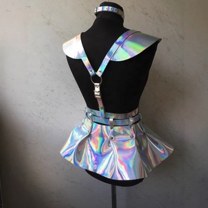 1 pièce Harnais de corps en PU pour femme, ceinture de mode, harnais d'épaule holographique pour festival, rave et cosplay, accessoire corporel - Product Image 4