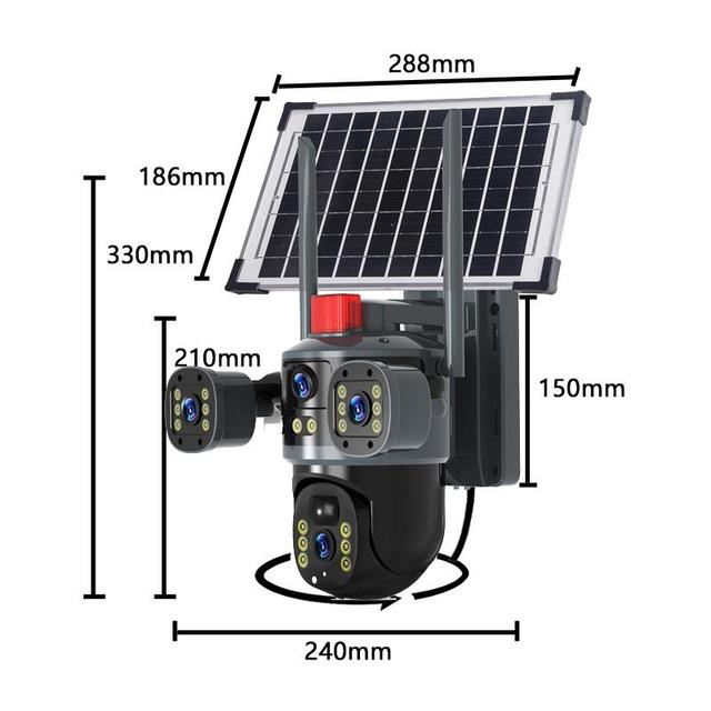 12MP Outdoor Solar PTZ IP Security Camera System 4G SIM Card Night Vision CMOS Sensor Cloud Storage Wireless Motion Detection