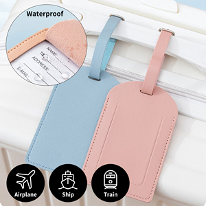 Etiqueta de equipaje de PU de colores sólidos para viaje Etiquetas de maleta de cuero de imitación con nombre personalizado - Product Image 5