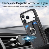 Étui Portefeuille Magnétique pour iPhone 18 17 Pro 16e 16 Pro Max avec Porte-Cartes, Anneau Support et Béquille, Coque Intégrale Antichoc