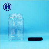 Bocaux carrés transparents en plastique PET avec couvercle noir, étanches, sans BPA, pour collations, aliments en conserve, bonbons, nouilles