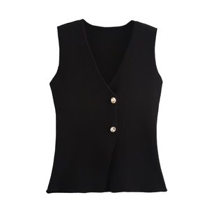 Chaleco de Punto Casual Multicolor de Moda para Mujer Europea y Americana - Product Image 1