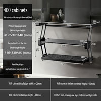 Étagère murale de cuisine escamotable à double niveau - Organiseur pliable en alliage d'aluminium
