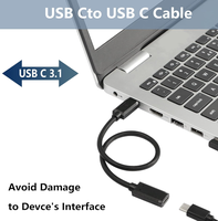 0.3M USB Type C Femelle à Mâle Full-Plastic Plug Test Cable Support 10GBbps Rate