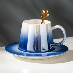 Wholesale Gradient Color Milk <b>Mug</b> Cappuccino <b>Mug</b> <b>Coffee</b> Cup and Saucer <b>Set</b> Vintage Tea Cups Luxury Tea Cup <b>Set</b> - Product Image 3