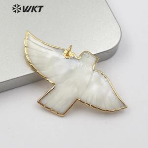 WT-JP184 Gros Naturel Pigeon Coquille Pendentif 18k Plaqué Or Mode Dame Charme Bijoux Pigeon Forme Pendentif En Coquille - Product Image 5