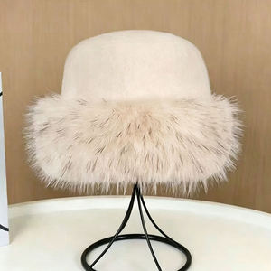 Gorro de punto de piel sintética para mujer, cálido y esponjoso, con borde de piel de zorro, estilo domo, para esquí, informal, para otoño e invierno, para exteriores, gorros cálidos, personalizable - Product Image 6