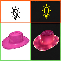 Chapeau de cowboy lumineux LED en PVC brillant multicolore attrayant, chapeau de cowgirl lumineux pour le carnaval, la rave, le festival de musique