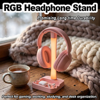 Soporte para Auriculares con Luz RGB, Lámpara de Escritorio LED Táctil Regulable, Soporte Multifuncional para Teléfono, Organizador de Escritorio, Soporte para Gamers de PC