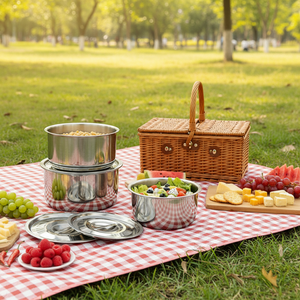 ชุดหม้อสแตนเลส 5 ชิ้น พร้อมฝาปิดอเนกประสงค์ สำหรับทำอาหาร ดีไซน์เรียบง่ายทันสมัย ป้องกันสนิม - Product Image 4