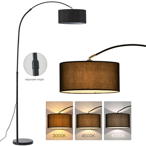 Diseño simple nórdico dormitorio sala de estar cubierta de tela soporte luz regulable moderna lámpara de pie led curvada - Product Image 6