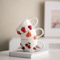 Concurrerende prijs 3D fruitpatroon kunst pompoen design stapelbaar schattig collectie milieuvriendelijk voedselveilig magnetronbestendig keramiek