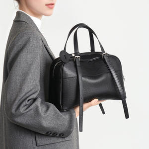 กระเป๋าโท้ทหนังวัวชั้นแรกสไตล์บอสตันพร้อมดีไซน์ย้อนยุคความจุขนาดใหญ่กระเป๋าถือหนังเรียบง่ายอเนกประสงค์สำหรับผู้หญิง - Product Image 5