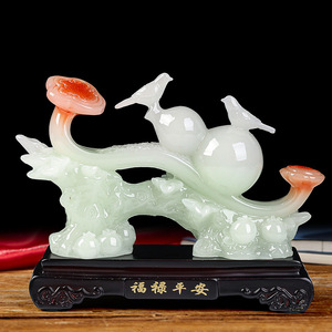 Feng Shui Gourd <b>Ornament</b> Resin Craft For Living Room Home Decoration Chinese New Year Gift Good Fortune Peace Prosperity Symbol - Product Image 2