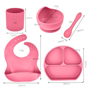 <b>Baby</b> <b>Weaning</b> Feeding Kit 5-Piece | Divided Plate Food Grade Silicone <b>Bowl</b> Soft Spoon Sippy Cup Bib-Eco-Friendly Non-Toxic - Product Image 6