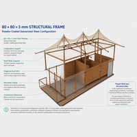 Tente de glamping familiale de luxe de 11 m avec toit en PVDF et isolation murale double vitrage pour projets hôteliers et complexes hôteliers LJ-12