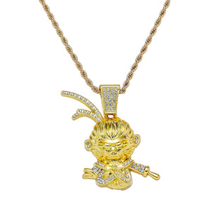 Collar con Colgante de Mono Rey de Aleación, Diseño Innovador y Popular, Estilo Hiphop, Cadena de Acero Inoxidable, Collar para Hombre, Joyería al por Mayor - Product Image 6