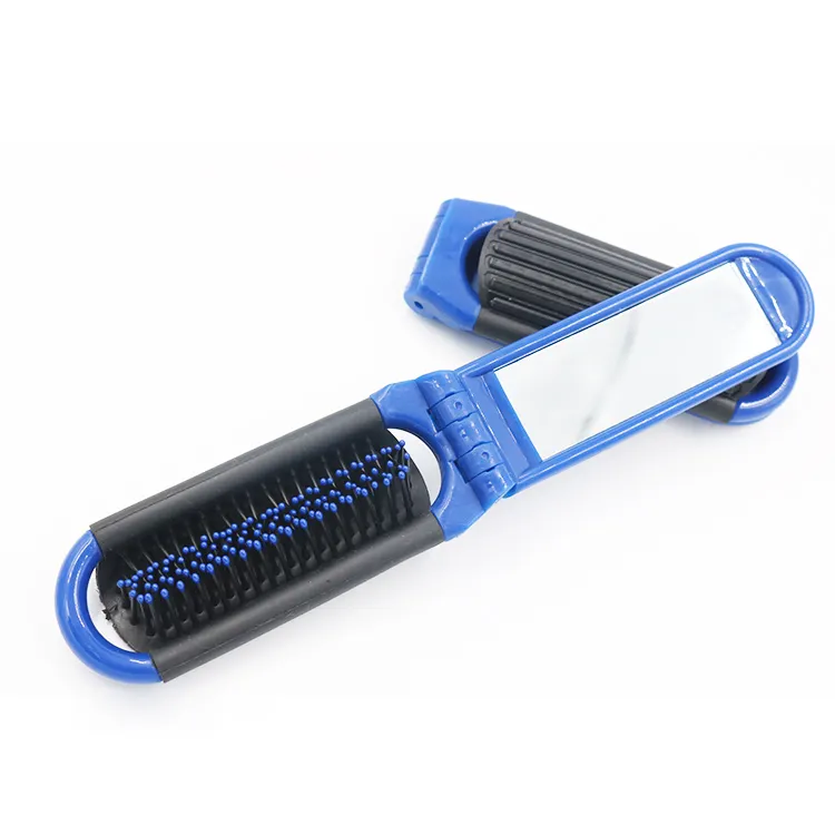 De plástico compacta pelo peine cepillo tamaño de bolsillo portátil puede plegable espejo-cepillo de pelo para viajes