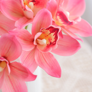 Bouquet de 6 tiges d'orchidées <span class=keywords><strong>Cymbidium</strong></span> artificielles de luxe, prêt à l'emploi pour la décoration de la maison, du bureau, du salon de thé, orchidées artificielles en gros - Product Image 2