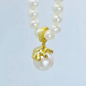 Pendentif en argent S925 à faire soi-même avec des perles rondes de 10 à 13 mm, support vide, collier cache-cernes, accessoire de style simple 31077 - Product Image 2