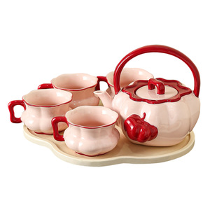 Ensemble <span class=keywords><strong>tasse</strong></span> et soucoupe en céramique colorée pour café et thé, style anglais et éthiopien, pour le thé de l'après-midi, motif citrouille fraîche - Product Image 5