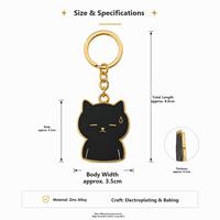 Porte-clés en alliage de zinc Chat Sans Voies, couleur noir et or, breloque de sac en métal pour clés et sacs, logo personnalisé, vente en gros, en stock