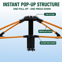 Tente Dôme Grise 1-2 Personnes Instantanée Pop-up Revêtement Argenté 2 Portes Imperméable Camping Extérieur