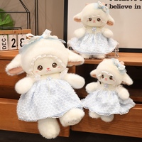 Peluche Mouton en Dentelle, Décoration de Chambre et Canapé, Adorable Mouton Blanc Moelleux avec Nœud, Cadeau d'Anniversaire pour Enfants
