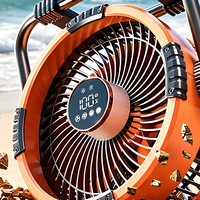 Nouveau modèle de ventilateur de camping de bureau avec écran LED, haute vitesse, moteur électrique sans balais contrôlé par application, batterie rechargeable 10000 mAh pour téléphone