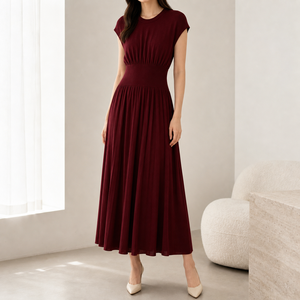 <span class=keywords><strong>Abito</strong></span> Lungo da Donna Senza Maniche <span class=keywords><strong>in</strong></span> <span class=keywords><strong>Maglia</strong></span>, Collo Tondo, Vita Plissettata, Colore <span class=keywords><strong>Bordeaux</strong></span> - Product Image 6