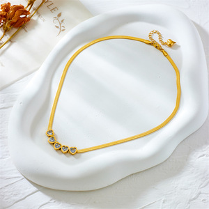 Heart Shape Diamond Necklace Gold Titanium Steel Chain Women's Everyday Wear - Product Image 3