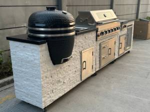 Cozinha Externa Moderna Durável com Churrasqueira Modular Kamado com Backsplash Torneira Corrediça de Gaveta e Cesta de Gaveta Acessórios - Product Image 4