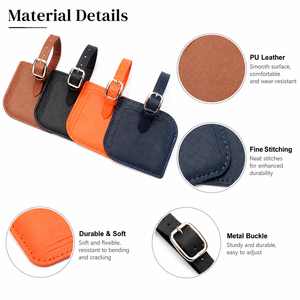 Etiqueta <span class=keywords><strong>de</strong></span> Equipaje <span class=keywords><strong>de</strong></span> Cuero PU con Logotipo Personalizado, Correa Ajustable con Hebilla, Tarjeta <span class=keywords><strong>de</strong></span> Información <span class=keywords><strong>de</strong></span> Viaje, Multicolores - Product Image 4
