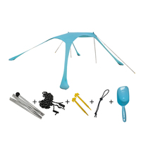 Abri de plage instantané léger et coloré en tissu Oxford avec ancres et piquets, imperméable, pour camping et extérieur, protection solaire estivale
