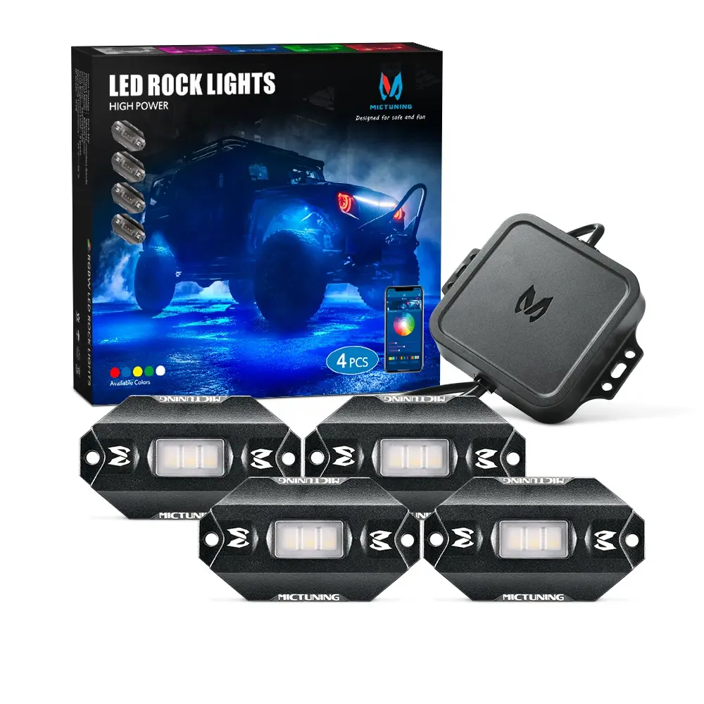 Autolampen Led C1 4 Pods App Controller Multi Color Omgevingsverlichting Rgbw Led Rock Lights