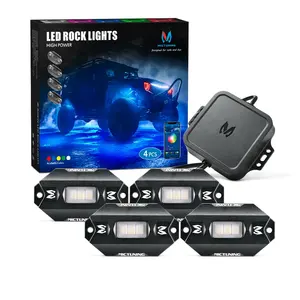 أضواء سيارة صغيرة led C1 4 Pods وحدة تحكم التطبيق متعددة الألوان الإضاءة المحيطة RGBW أضواء Led الصخور