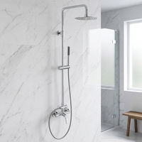 Ensemble de douche pluie en acier inoxydable 304 SUS316, mitigeur de bain et de douche brossé, robinet de douche pluie 2 fonctions avec barre coulissante réglable